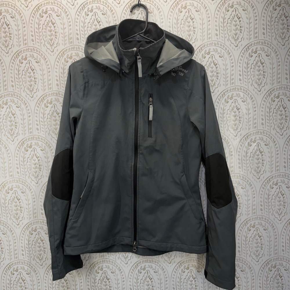 Horze Sport Softshell Jacket Womens 38 Gray Equestrian Hooded Full Zip Coat